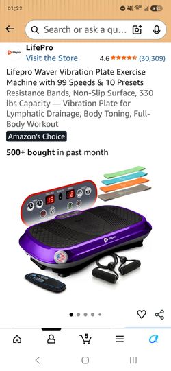 Lifepro Waver Vibration Plate Exercise Machine with 99 Speeds & 10 Presets
Resistance Bands, Non-Slip Surface, 330 lbs Capacity — Vibration Plate for 