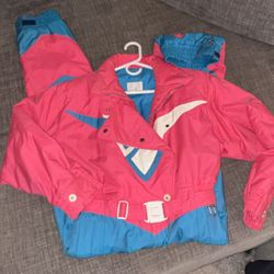 WOW Vintage Bogner Ski Suit Women’s Sz 10 Snow One Piece BARBIE 90’s Pink Teal Snowsuit Overall 