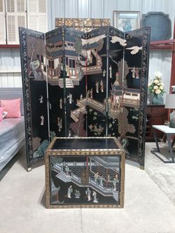 Gorgeous Antique 6 Panel Korean Wall Divider with Mother of Pearl Inlay
