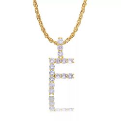 18K Gold Pl Stainless Steel Letter CZ