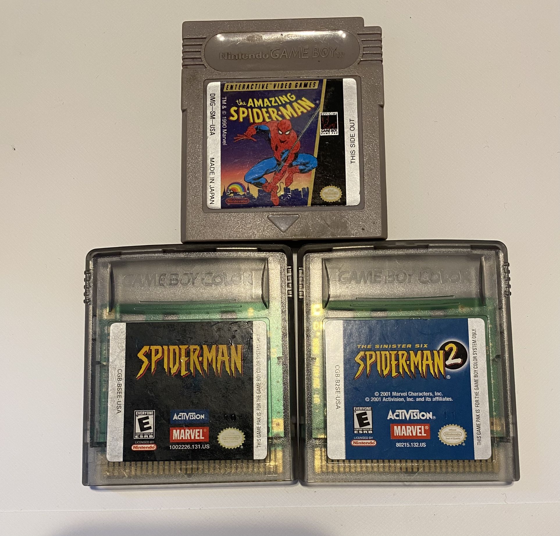Set of 3 SpiderMan games for Gameboy Color & Original Gameboy