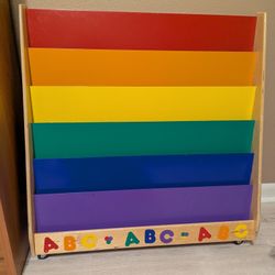Rainbow Wood Toddler Bookshelf