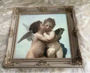 Bouguereau "The First Kiss" Framed Canvas
