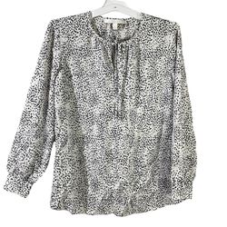 Nordstrom Collection silk polka dot long sleeve blouse women Size Small stretchy