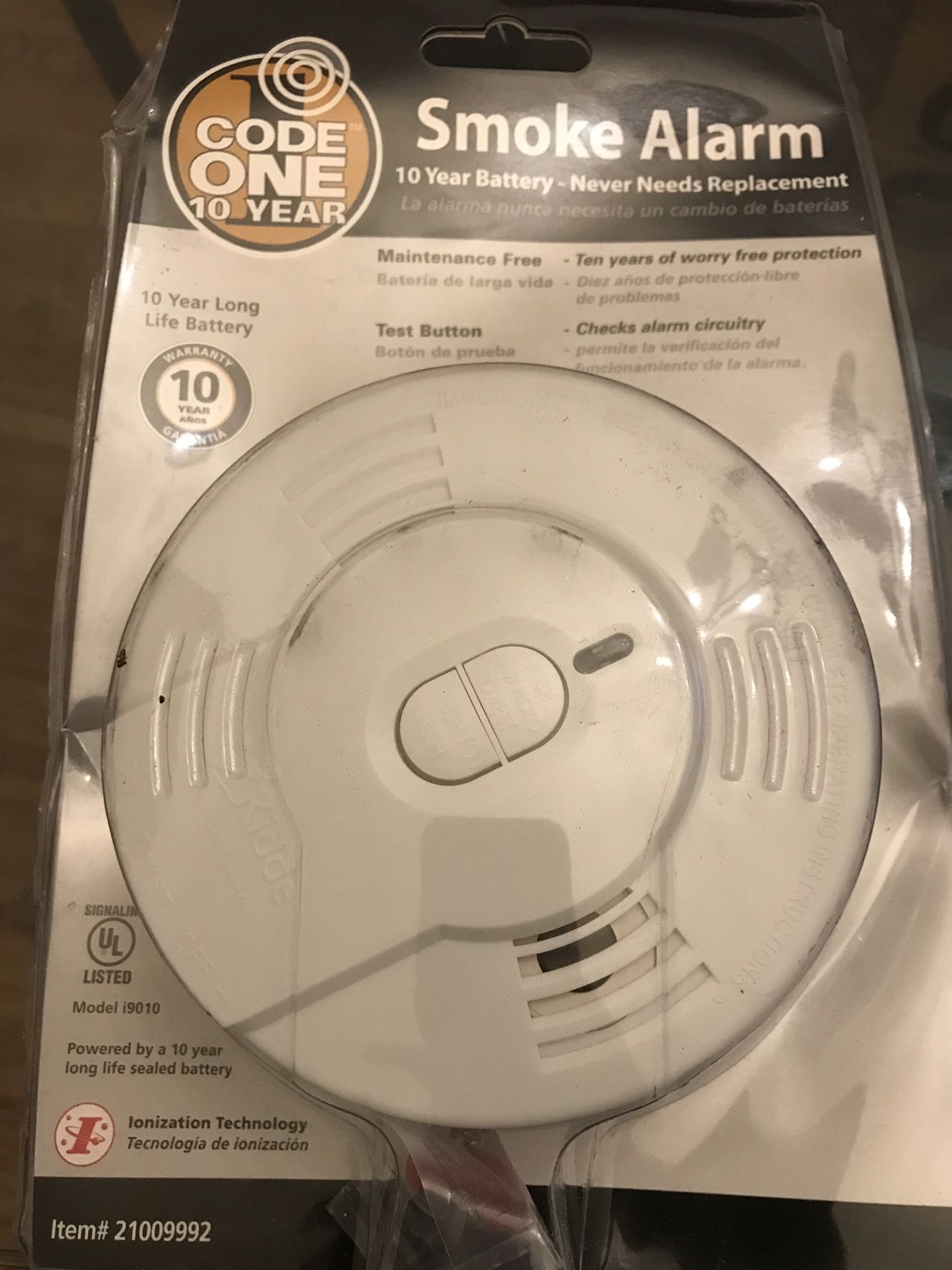 Code one (kidde) smoke alarm 10 year warranty model i9010
