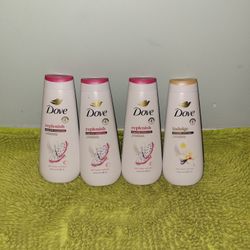 3 Replenish Dragon Fruit+ Coconut Cream/1 Indulge Warm Vanilla + Sweet Cream Dove Body Wash 20oz 