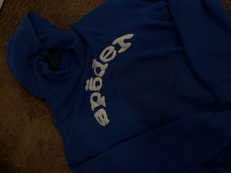 Sp5der Blue Hoodie with White Logo