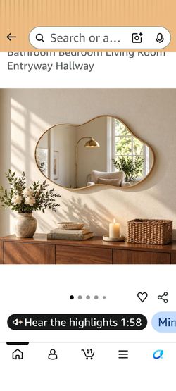 Asymmetric Wall Mirror with Gold Frame