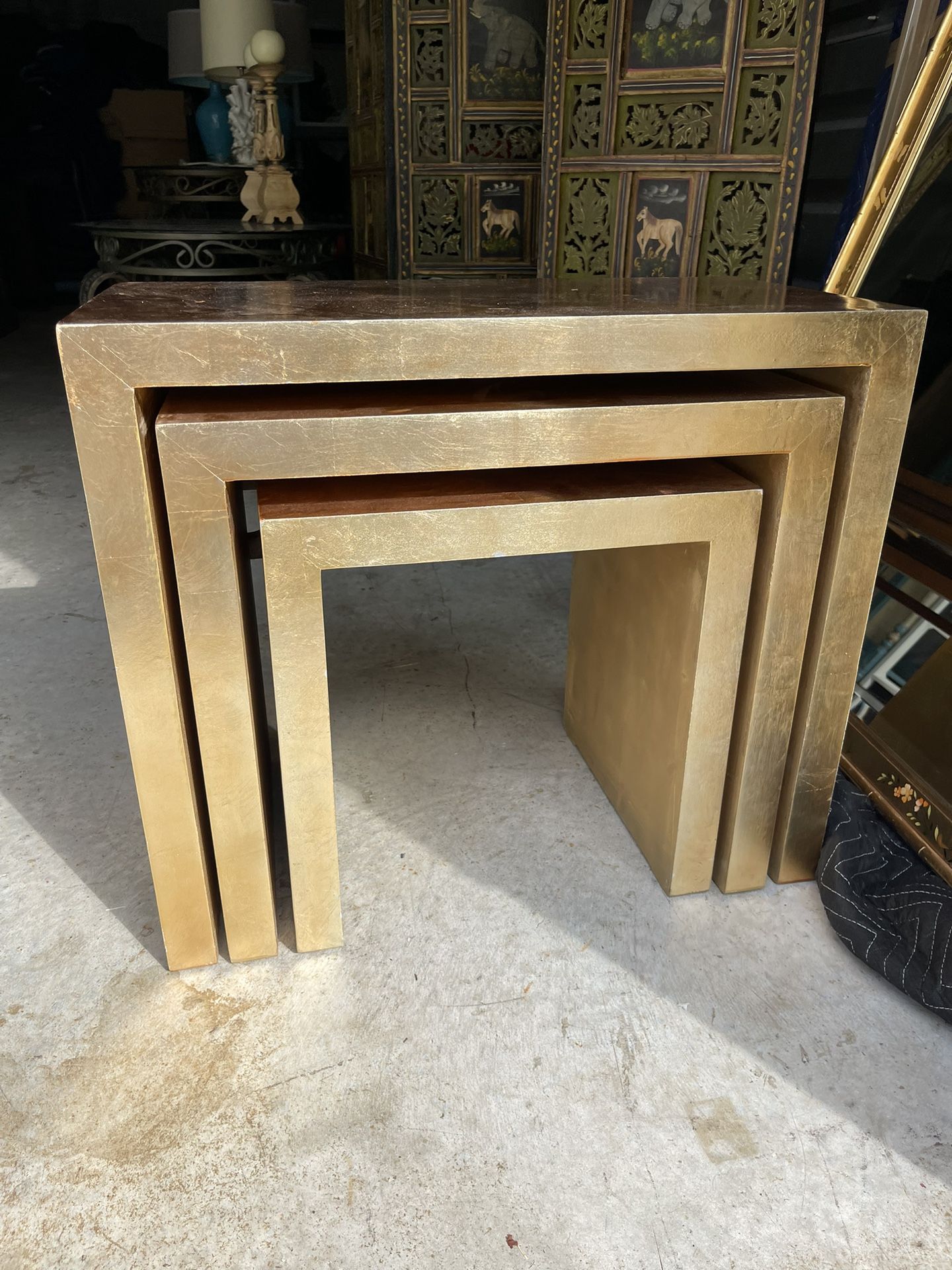 Gold stackable tables - $50