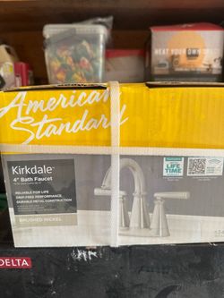 Kirkdale Brushed Nickel 4-in centerset 2-Handle WaterSense Bathroom Sink Faucet