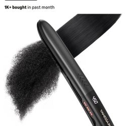 VANESSA PRO Flat Iron Hair Straightener, 100% Pure Titanium Flat Iron for One Pass to Achieve a Sleek Look, Curls Beautifully & Straightens Well - 1 i