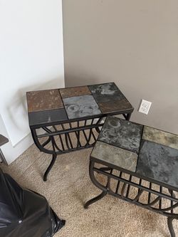 Queen size bed frame and 2 tables