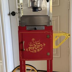 Popcorn Machine. -   Never Used - Electric Nostalgic Red & Yellow  48”H 17.5”W 