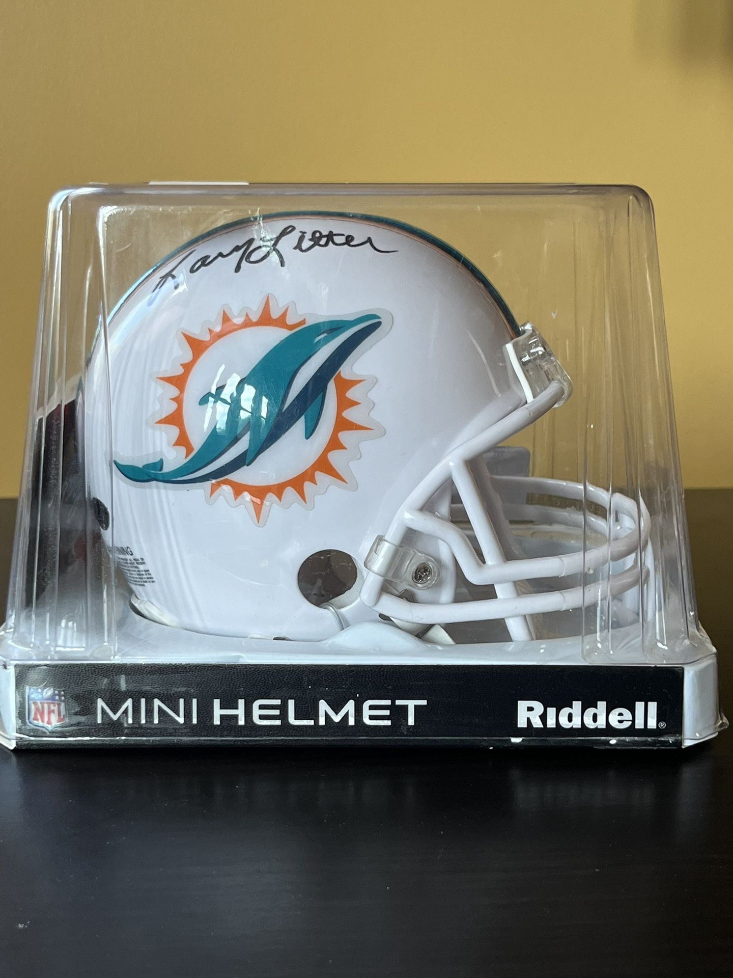 Larry Little Autograph Mini Helmet Leaf Certified COA Riddell Signature Signed Miami Dolphins