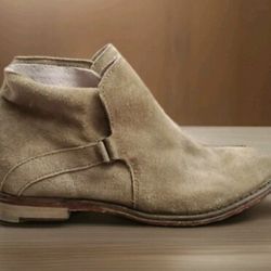 Free People Tan Leather Suede Slip on Ankle Boots