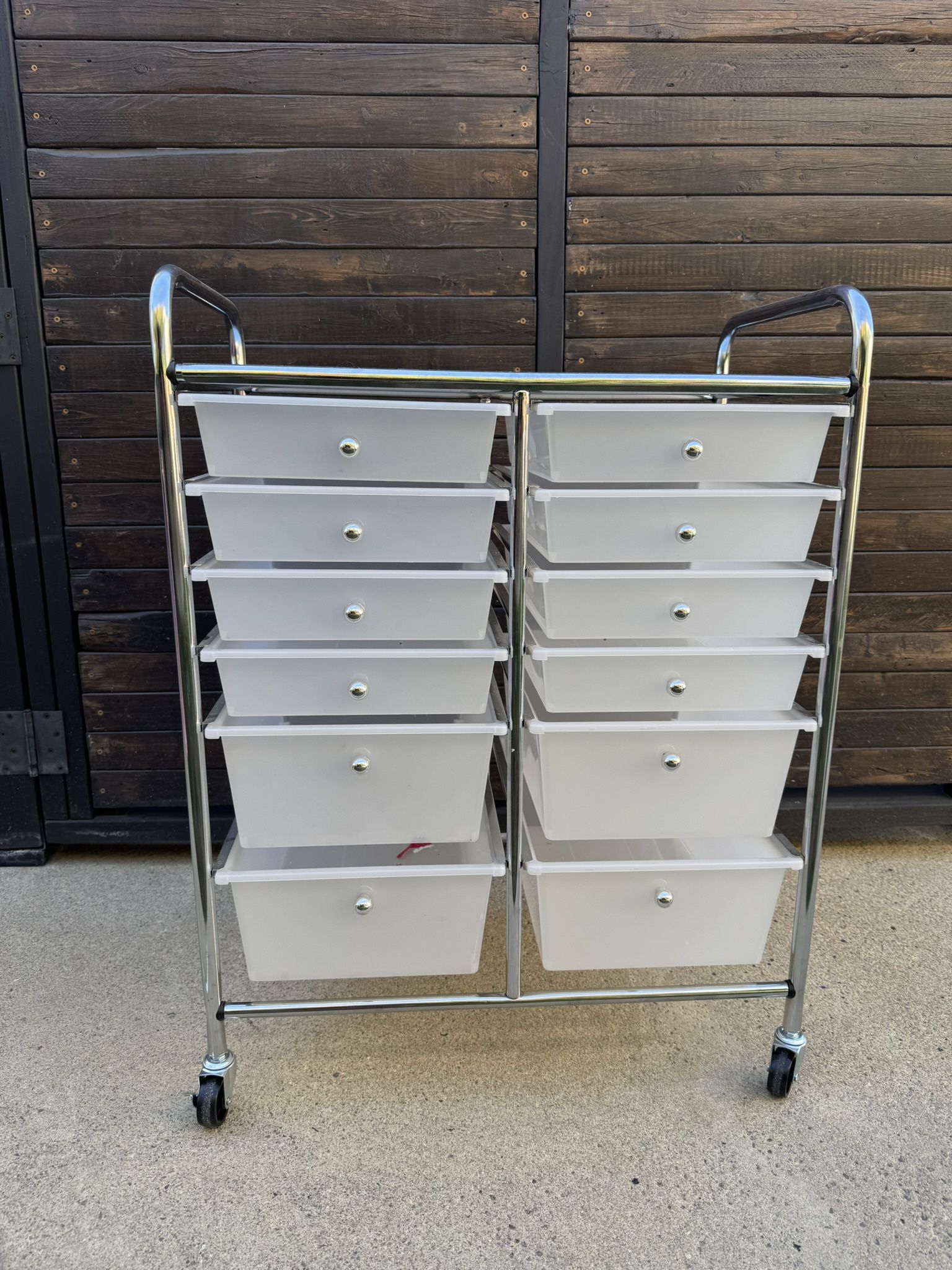 12 Drawer Rolling Organizer Cart Frosted White