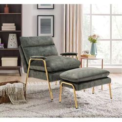 Modern Accent Chair with,Upholstered Lounge Chair,Accent Single Padded Sofa Armchair with Golden Iron Legs,Comfy Reading Chair for Living Room, Bedroo