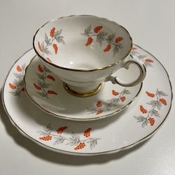 Vintage Crown Staffordshire Bone China Teacup, Saucer & Plate Set
