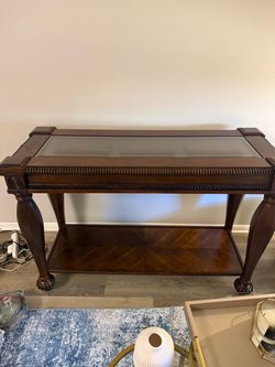 Ashley Furniture Mantera Sofa/Console Table – Glass Top