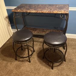 Granite Center Wine Table And Bar Stools