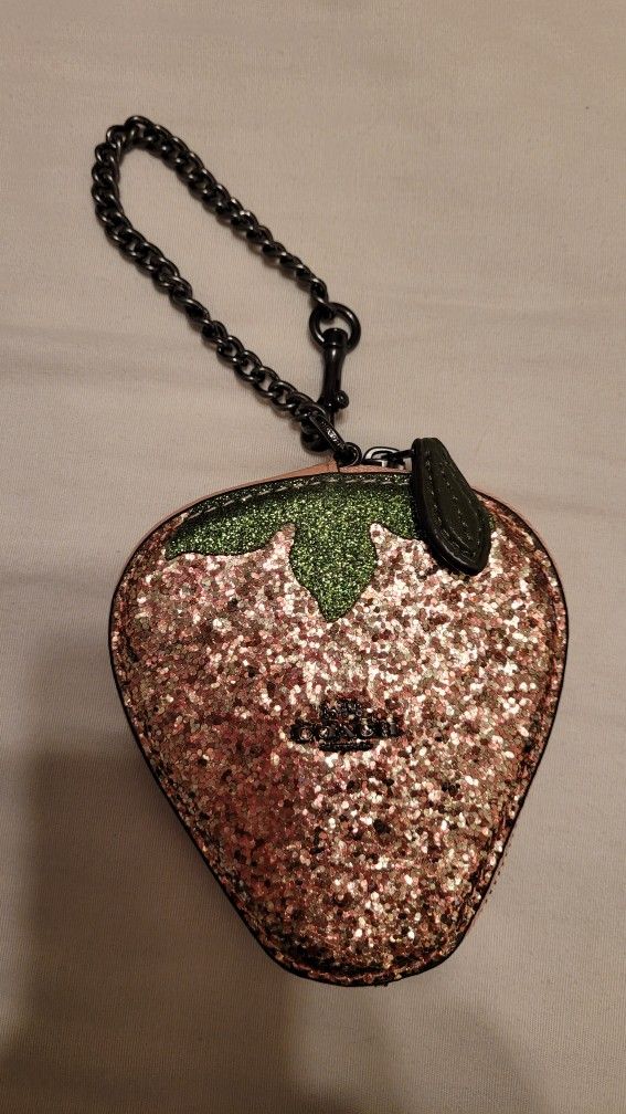 Coach Limited-Edition Glitter Strawberry Wristlet