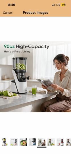 Brand New Canoly 3-in-1 Cold Press Juicer C16, Makes Juice & Sorbet & Nut Milk 6" Extra Wide Feed Chute, Durable AC Brushless Motor, Self Precut Syste