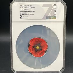 2017 Cook Is. Remembrance Poppy PF 70 Ultra Cameo Colorized Seven K
