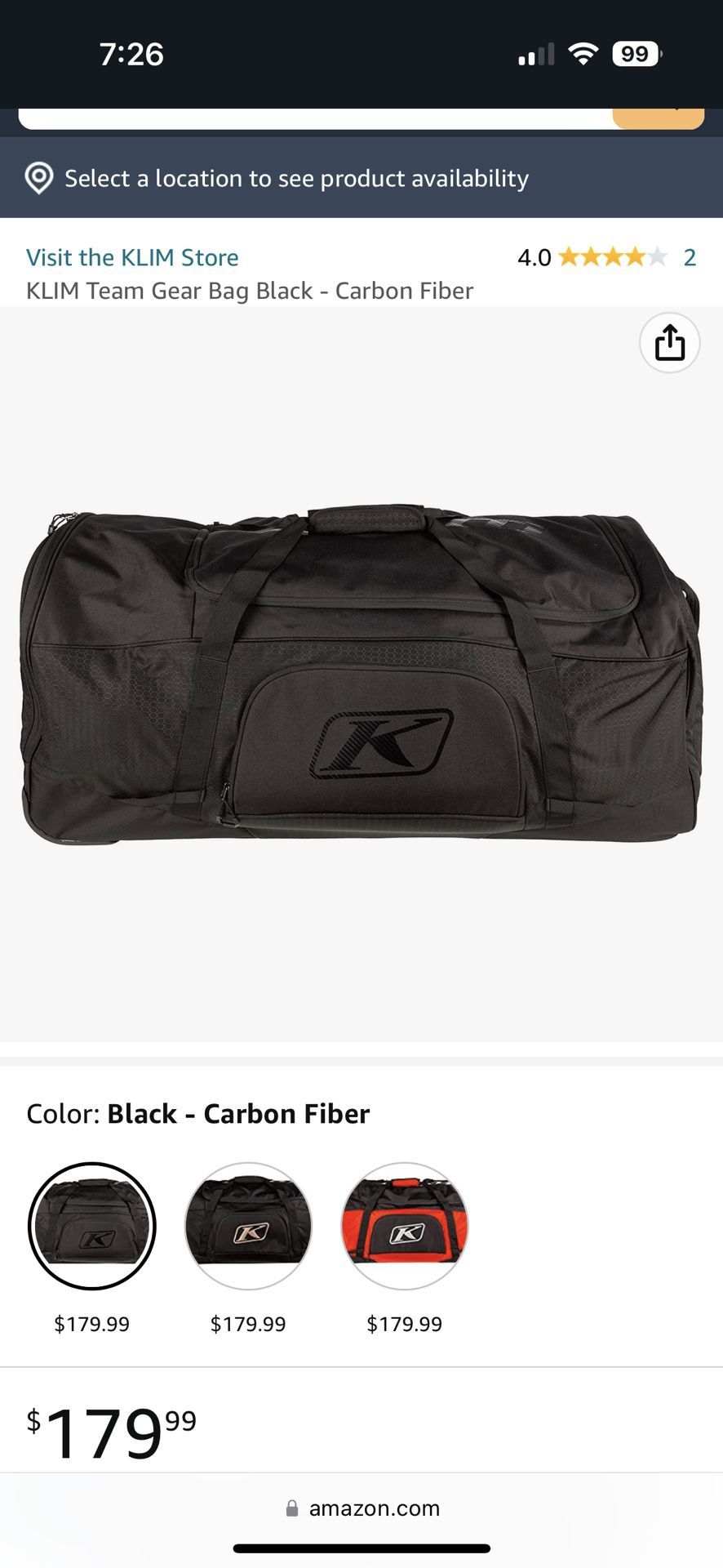 Klim Team Gear Bag Asphalt Black Brand New 
