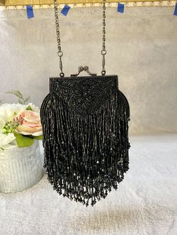 Chico’s black beaded evening purse
