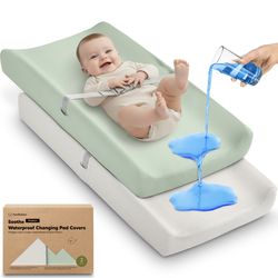 2-Pack Waterproof Changing Pad Covers – 32x16 Soft Cotton