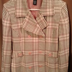 Pink White Gray With Pink Buttons Suit Skirt Size 14