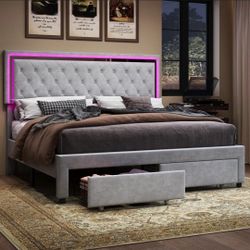 Queen Upholstered Platform Bed Frame