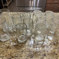 Set of Glass Mugs and Mason Jars Mugs