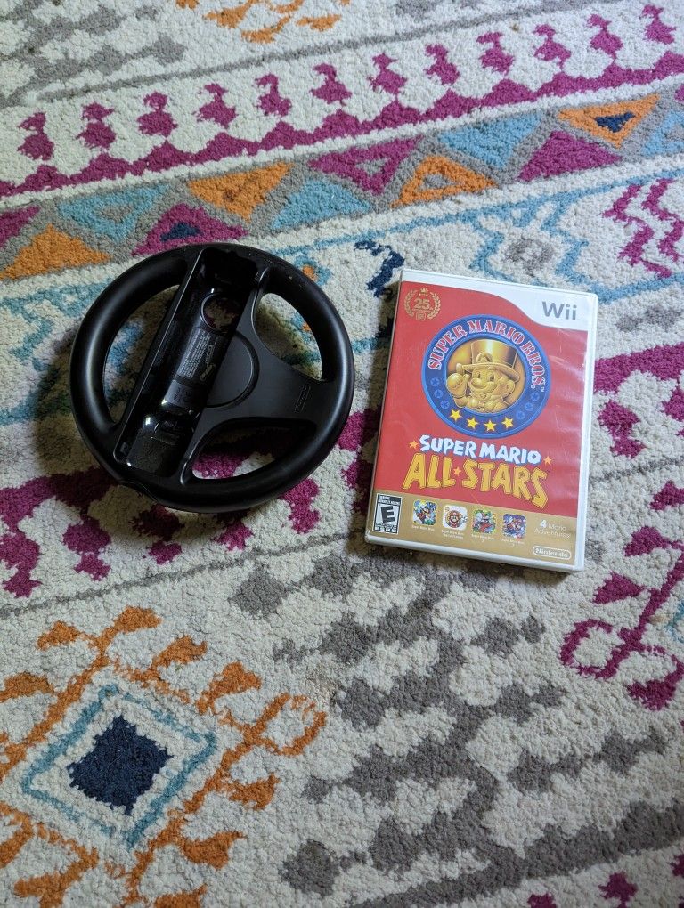 Super Mario All Stars Wii Video Game And Wii Wheel