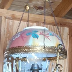 Vintage Antique Parlor Oil Hanging Lamp see our other great art antiques jewelry sports collectibles now posted

