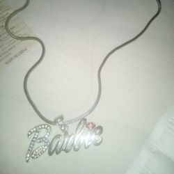 SILVER LINK CHAIN WITH BARBIE PENDANT 