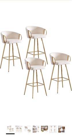 26 Inch Velvet Upholstered Bar Stools Set of 4