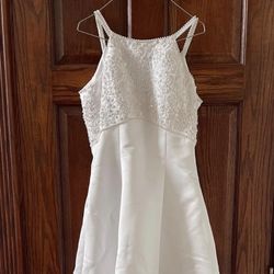 White Sequin Bodice Wedding dress with train 