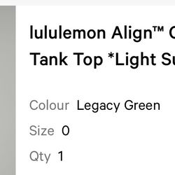 Lululemon Align Tank Top - Legacy Green