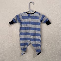 Gerber Baby Onesie Newborn Striped Blue Gray Black Full Zip 