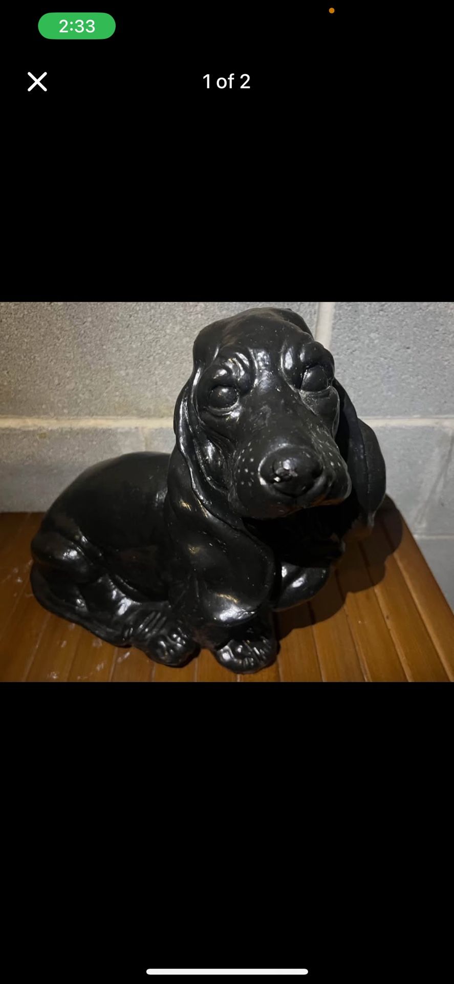 Black Dog Statue - Basset Hound Style