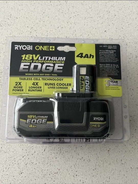 Ryobi One Plus 18 Volt Lithium High Performance Edge Battery 4ah