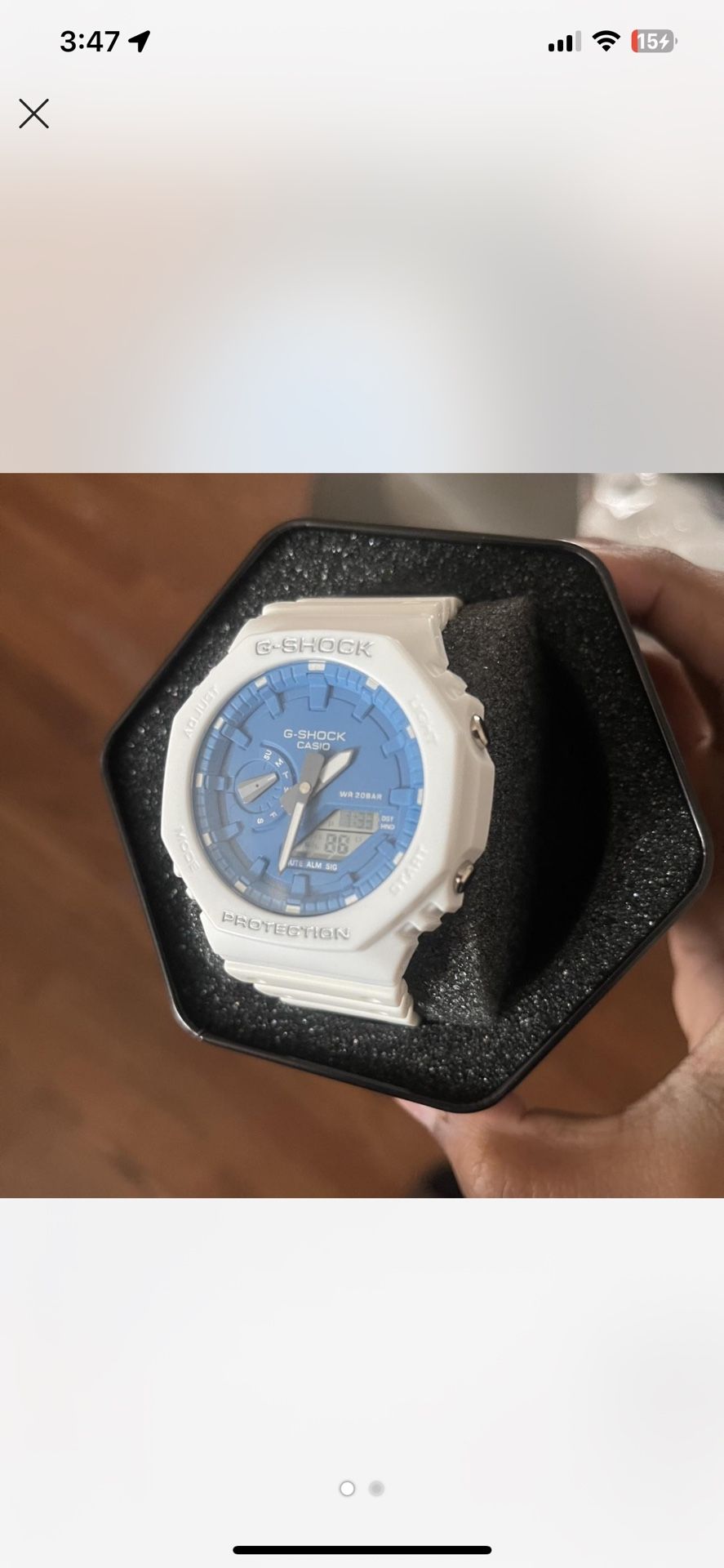 White And Blue Gshock 2100