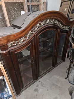 Ashley Furniture china cabinet vintage with Interior Lights.  7’x18”x8’