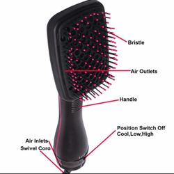 Electric hair dryer brush and straightener