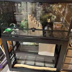 REPTIZOO 120 Gallon Extra Large Reptile Enclosure, Stand & Multi Accessories