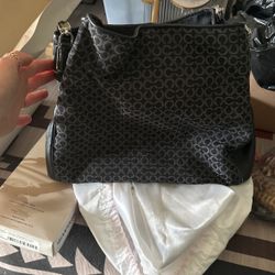 Coach Op Art Needlepoint Phoebe Handbag Purse E1(contact info removed)1