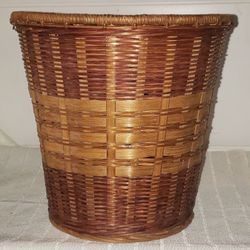 Two Tone Brown Small Boho Wicker Rattan Woven Basket/Planter Pot
