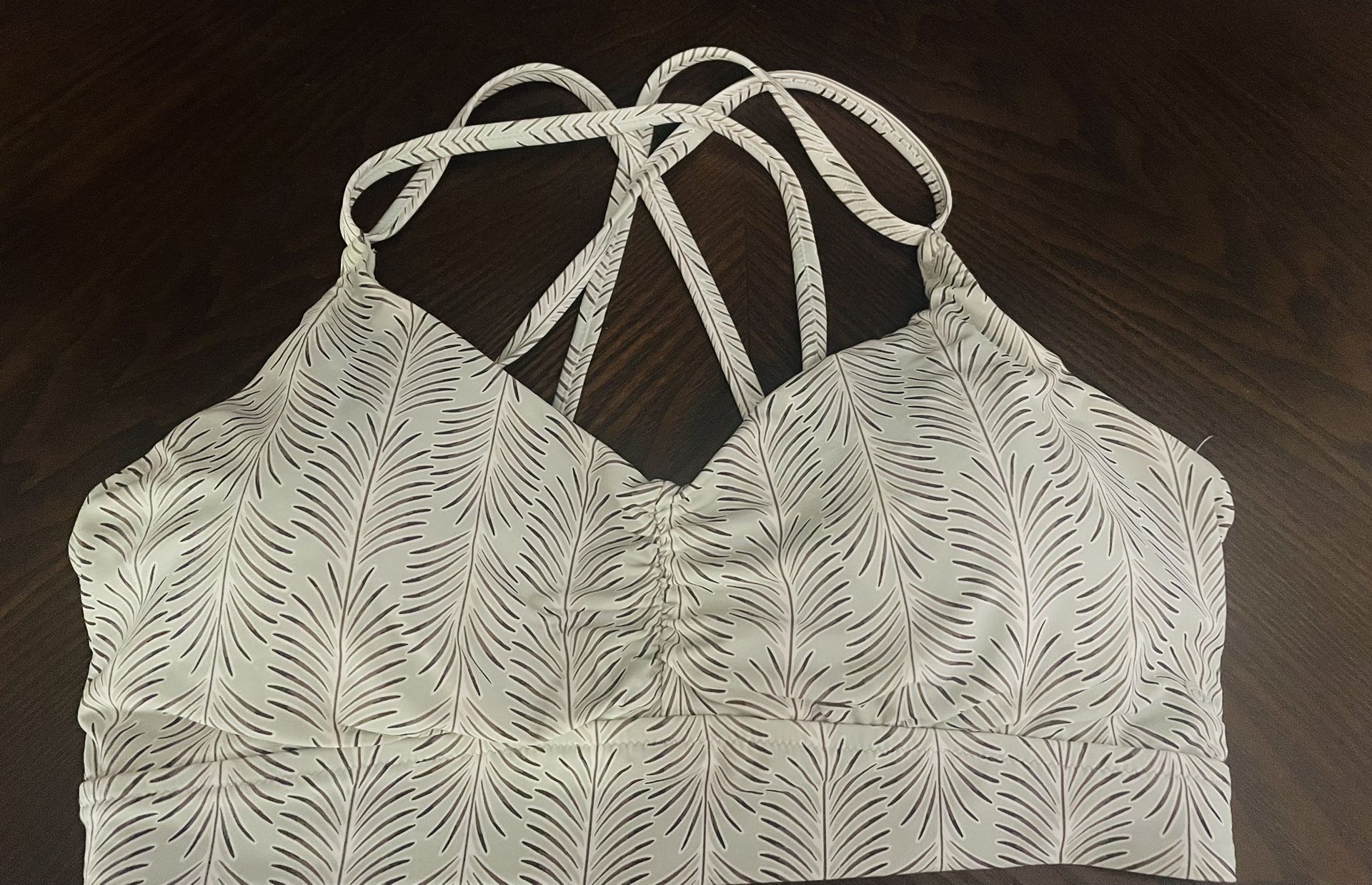 CALIA Women’s Strappy Back Ruched-Medium Support Bikini Swim Top(Size L)