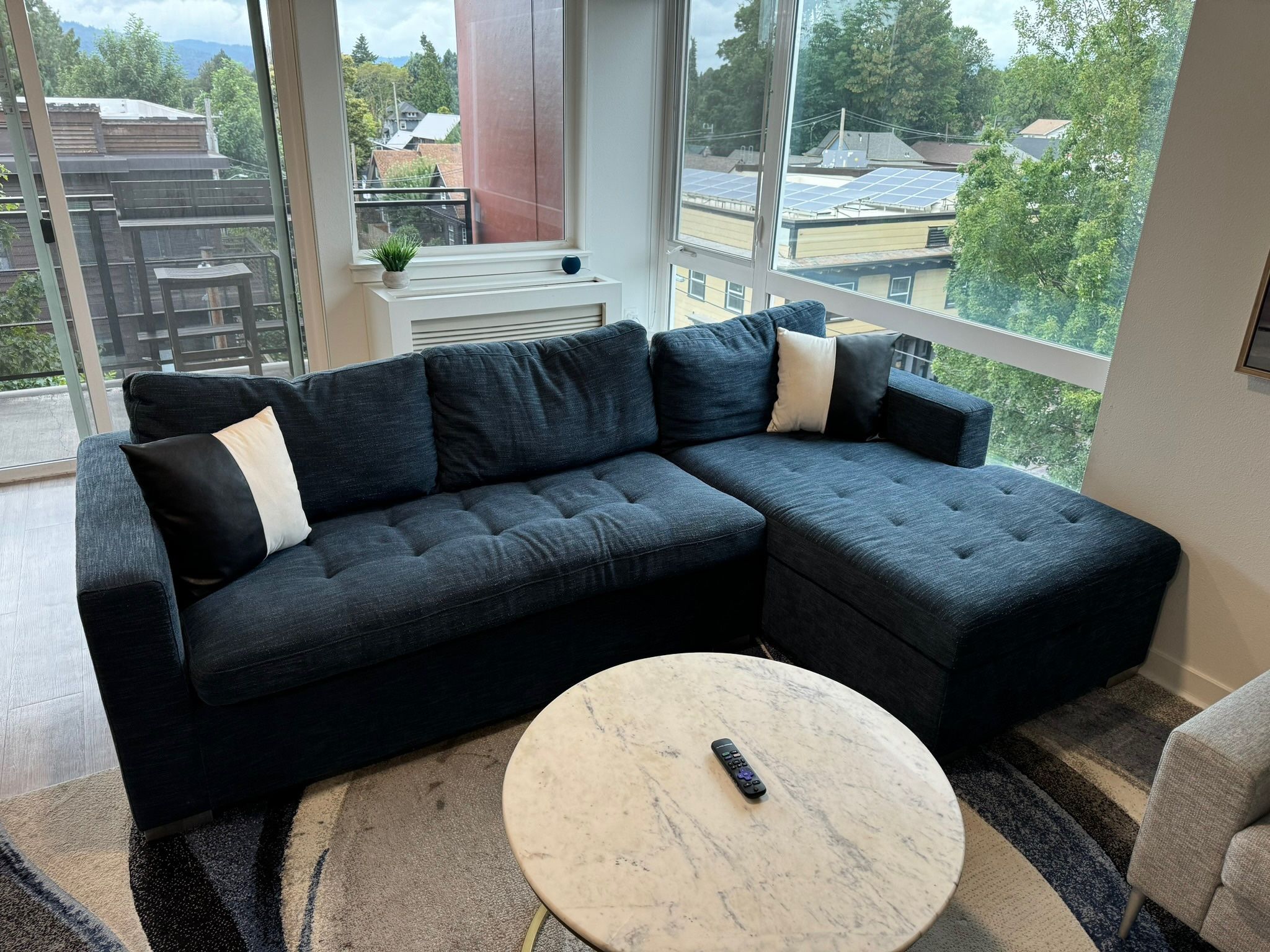 Blue Article Sleeper Sectional